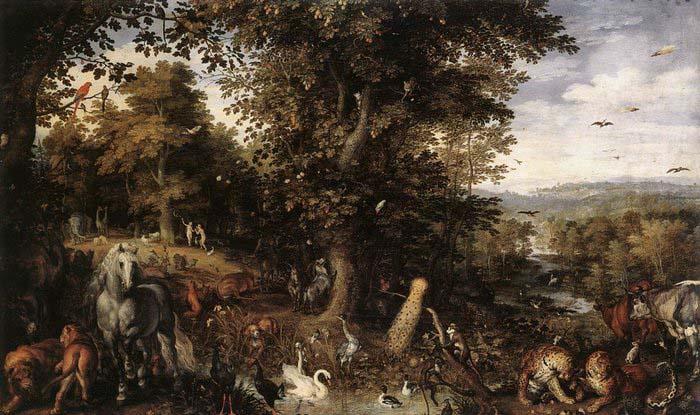 BRUEGHEL, Jan the Elder Garden of Eden 1612 Oil on copper Germany oil painting art